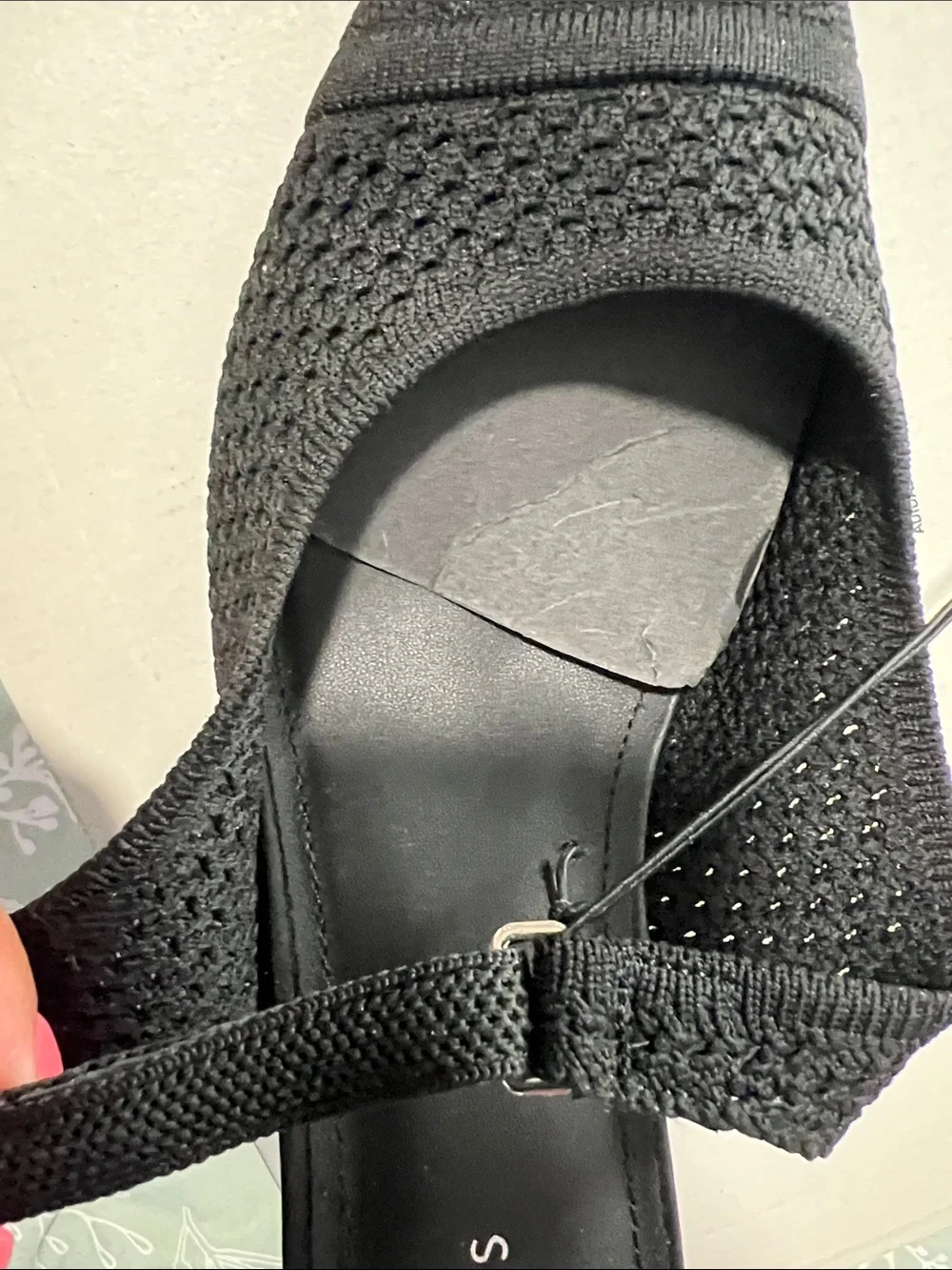 AEROSOLES Black Knit Slingback Pointed-Toe Heels